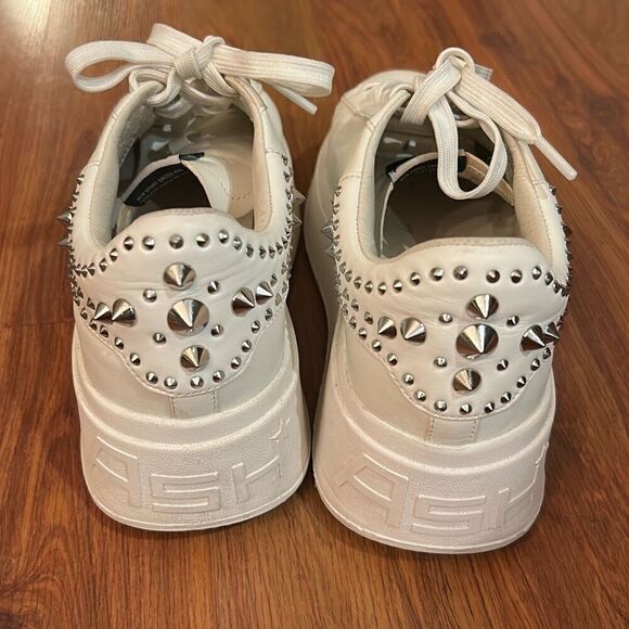 ASH white leather studded platform sneakers size 7 - Picture 2 of 6